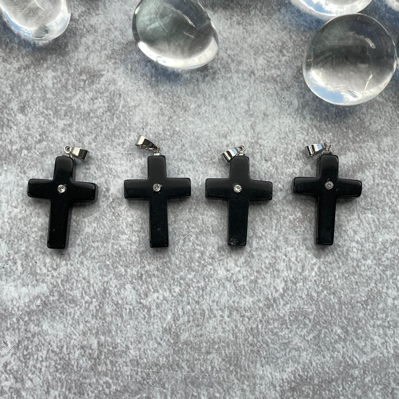 Black Tourmaline Cross Pendant Black Tourmaline Cross Pendant